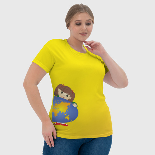 Женская футболка 3D с принтом Девочка из Советского Атласа Мир, фото #4