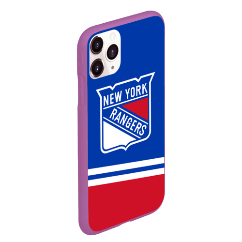 Чехол для iPhone 11 Pro Max матовый New York Rangers Нью Йорк Рейнджерс, цвет фиолетовый - фото 3