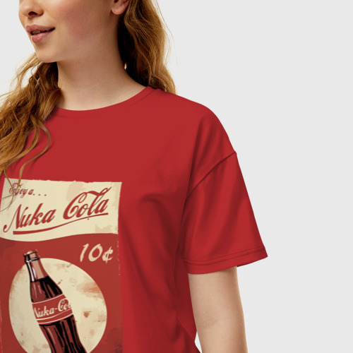 Женская футболка хлопок Oversize Fallout Nuka Cola Poster Pop art, цвет красный - фото 3