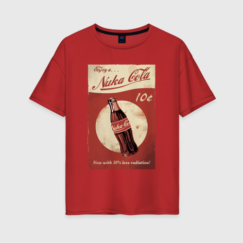 Женская футболка хлопок Oversize Fallout Nuka Cola Poster Pop art, цвет красный