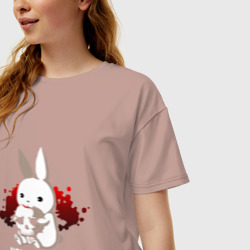 Женская футболка хлопок Oversize Зайка ест мозг - фото 2