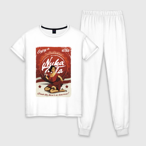 Женская пижама хлопок с принтом Fallout / Nuka Cola / Ice cold / Poster, вид спереди #2