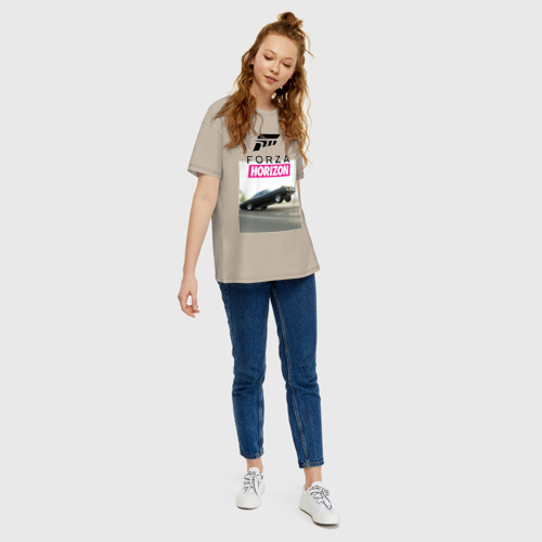 Женская футболка хлопок Oversize Forza horizon classic, цвет миндальный - фото 5