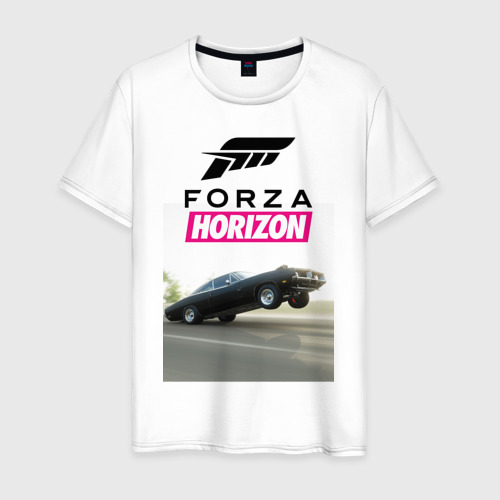 Мужская футболка из хлопка с принтом Forza horizon classic, вид спереди №1