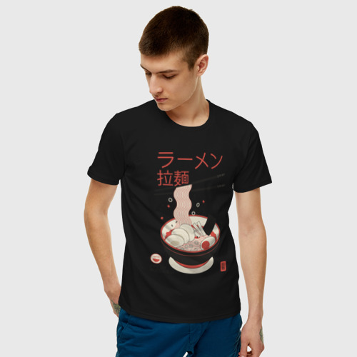 Мужская футболка хлопок Японский стиль рамен, цвет черный - фото 3