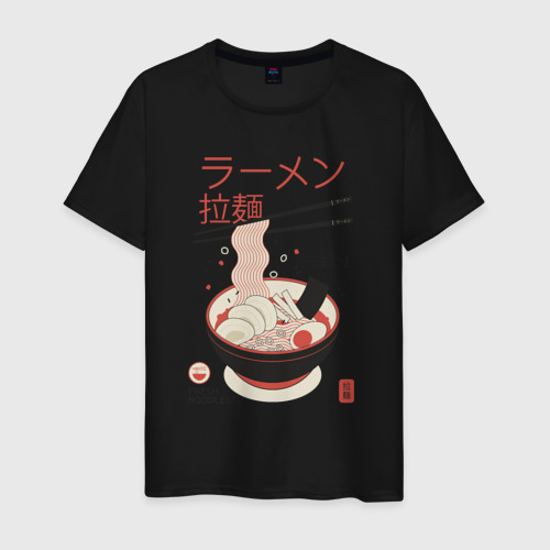 Мужская футболка хлопок Японский стиль Рамен, цвет черный