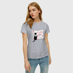 Женская футболка хлопок Влюбленный кот - фото 2
