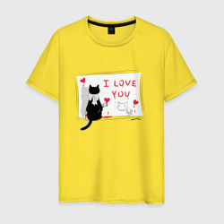 Мужская футболка хлопок Влюбленный кот