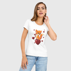 Женская футболка хлопок Slim Лисица и сердца - фото 2
