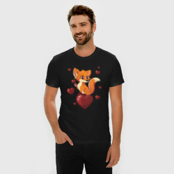 Мужская футболка хлопок Slim Лисица и сердца - фото 2