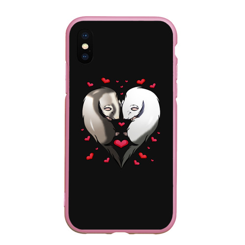 Чехол для iPhone XS Max матовый Влюбленные хорьки, цвет розовый