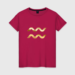 Женская футболка хлопок Водолей - золотом