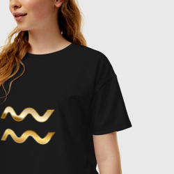 Женская футболка хлопок Oversize Водолей - золотом - фото 2