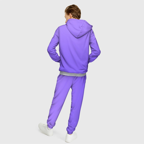 Мужской 3D костюм с принтом Красивый фиолетовый светлый градиент, вид сзади #2
