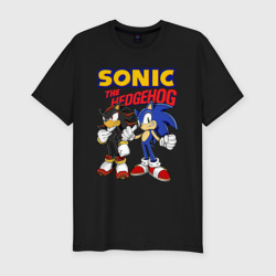 Мужская футболка хлопок Slim Еж Соник sonic the Hedgehog