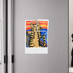 Плакат с принтом Орущий кот пародия на Крик Мунка для любого человека, вид спереди №4. Цвет основы: белый