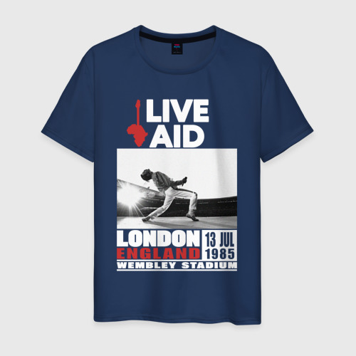 Мужская футболка из хлопка с принтом Queen live Aid 1985, вид спереди №1