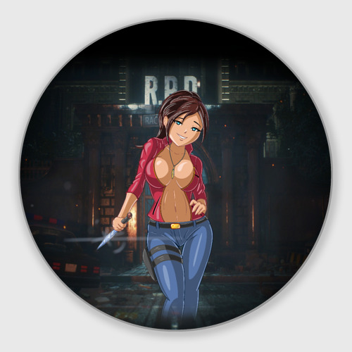 Круглый коврик для мышки Claire Redfield from Resident Evil 2 remake by sexygirlsdraw