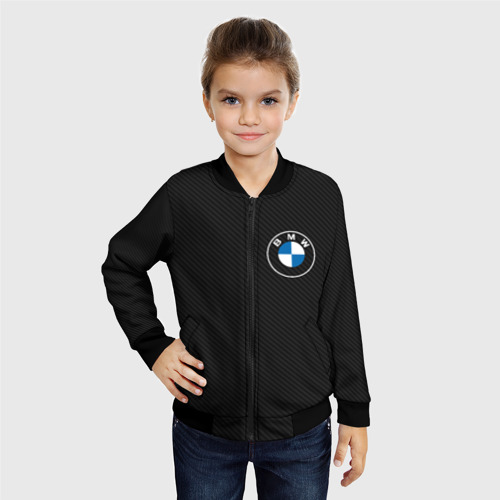 Детский бомбер 3D BMW logo carbon черный карбон, цвет черный - фото 3