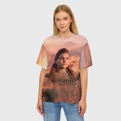 Женская футболка oversize 3D Aloy horizon forbidden zero dawn - фото 2