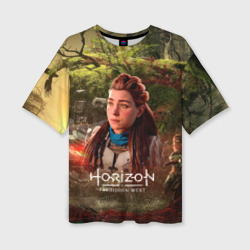 Женская футболка oversize 3D Horizon forbidden west  Aloy