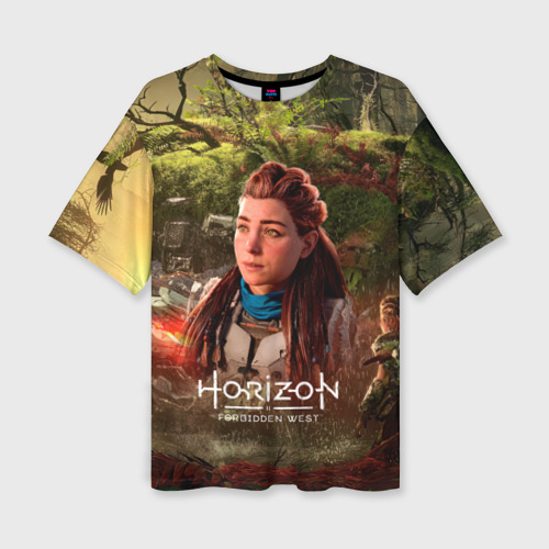 Женская футболка oversize 3D Horizon forbidden west  Aloy, цвет 3D печать