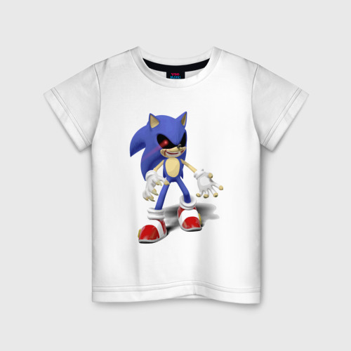 Детская футболка из хлопка с принтом Sonic Exe Video game Hype, вид спереди №1