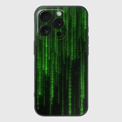 Чехол для iPhone 16 Pro силиконовый с защитой камеры Бегущий по коду