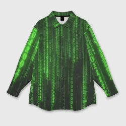 Женская рубашка oversize 3D Бегущий по коду