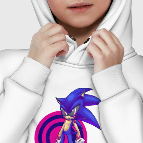 Детское худи Oversize хлопок Sonic Exe Video game Hedgehog, цвет белый - фото 7