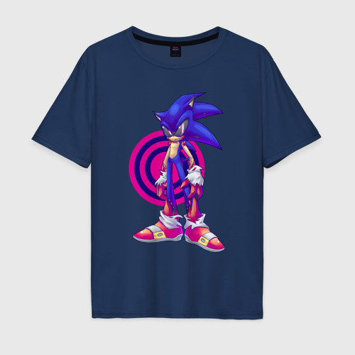 Мужская футболка хлопок Oversize с принтом Sonic Exe / Video game / Hedgehog, вид спереди #2