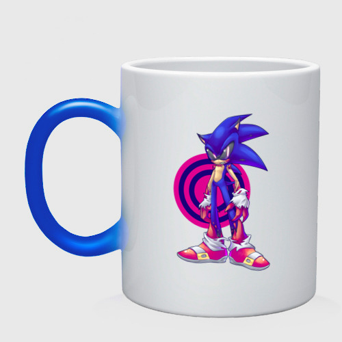 Кружка хамелеон Sonic Exe Video game Hedgehog, цвет белый + синий