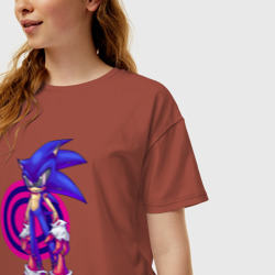 Женская футболка хлопок Oversize Sonic Exe Video game Hedgehog - фото 2