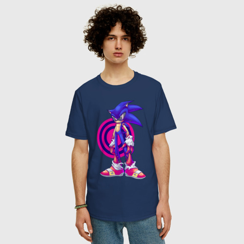 Мужская футболка хлопок Oversize с принтом Sonic Exe / Video game / Hedgehog, фото на моделе #1