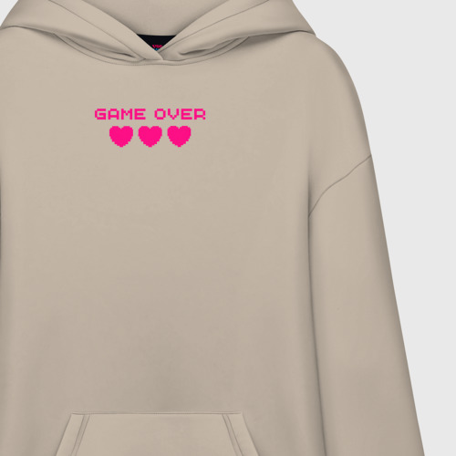 Худи SuperOversize хлопок Game over розовый текст, цвет миндальный - фото 3