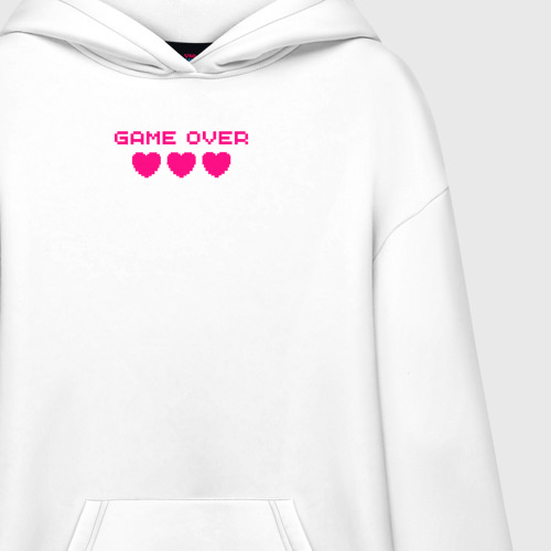 Худи SuperOversize хлопок Game over розовый текст, цвет белый - фото 3