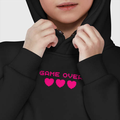 Детское худи Oversize хлопок Game over розовый текст, цвет черный - фото 7