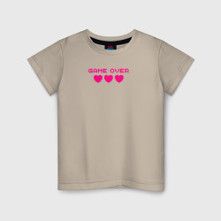Детская футболка хлопок Game over розовый текст