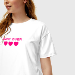 Женская футболка хлопок Oversize Game over розовый текст - фото 2