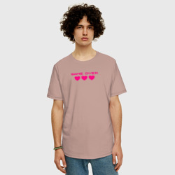 Мужская футболка хлопок Oversize Game over розовый текст - фото 2