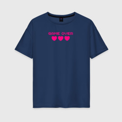 Женская футболка хлопок Oversize Game over розовый текст