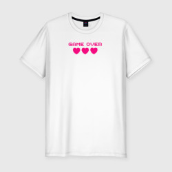 Мужская футболка хлопок Slim Game over розовый текст
