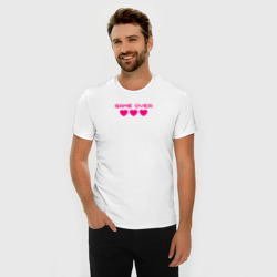 Мужская футболка хлопок Slim Game over розовый текст - фото 2