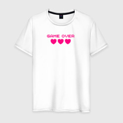 Мужская футболка хлопок Game over розовый текст