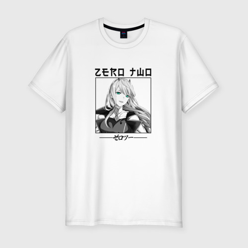 Мужская футболка хлопок Slim Милый во Франксе Darling in the Franxx, Zero Two, цвет белый