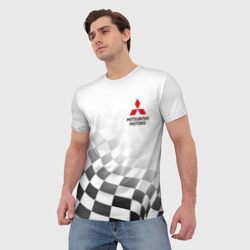 Мужская футболка 3D Митсубиси Mitsubishi финишный флаг - фото 2