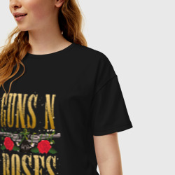 Женская футболка хлопок Oversize Guns n roses , группа - фото 2