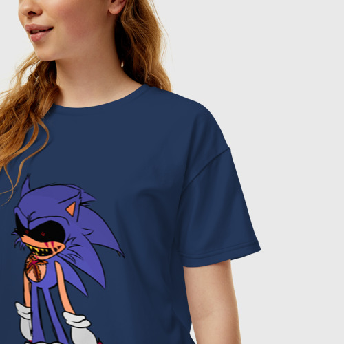 Женская футболка хлопок Oversize с принтом Sonic Exe / Sketch / Hedgehog, фото на моделе #1