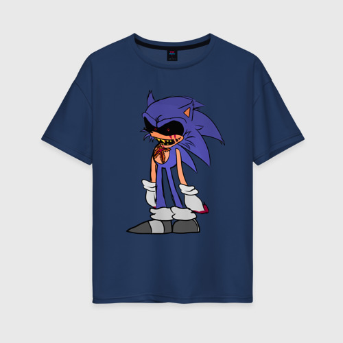 Женская футболка хлопок Oversize с принтом Sonic Exe / Sketch / Hedgehog, вид спереди #2