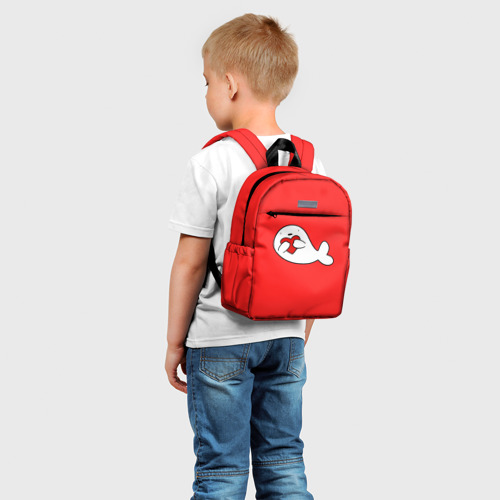 Детский рюкзак 3D с принтом Кит с сердечком, фото на моделе #1